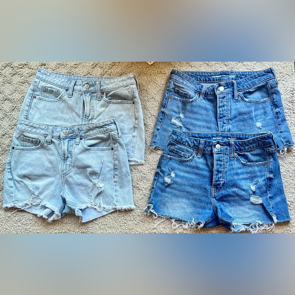 Old Navy Blue Jean Shorts Distressed High-Waisted